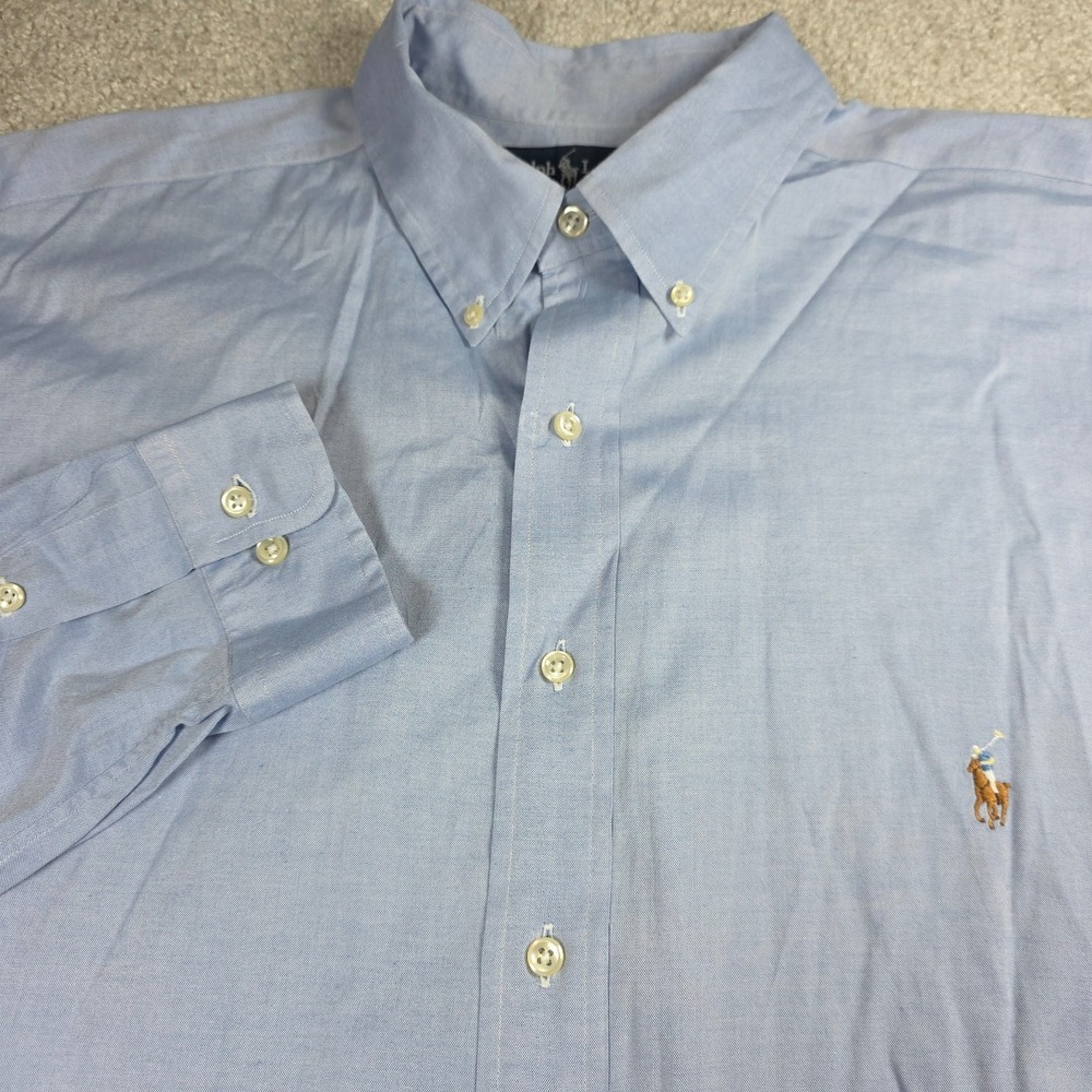 Ralph Lauren‎ Pinpoint Oxford Dress Shirt Mens 17.5 35/36 Tall Blue Button Front